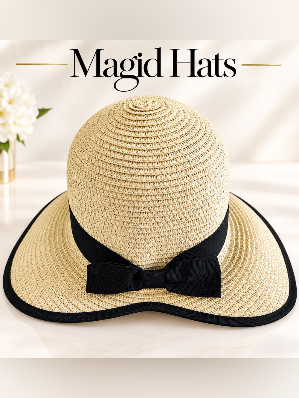 Magid Hats | Cream Yacht Hat with Black Ribbon